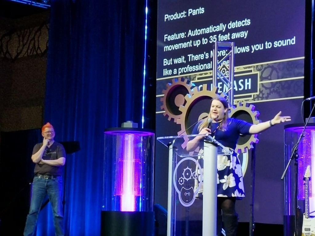 I spoke at CodeMash conference doing the 'infomercial challenge', an improvised one-minute attempt to sell people on a randomly created product.