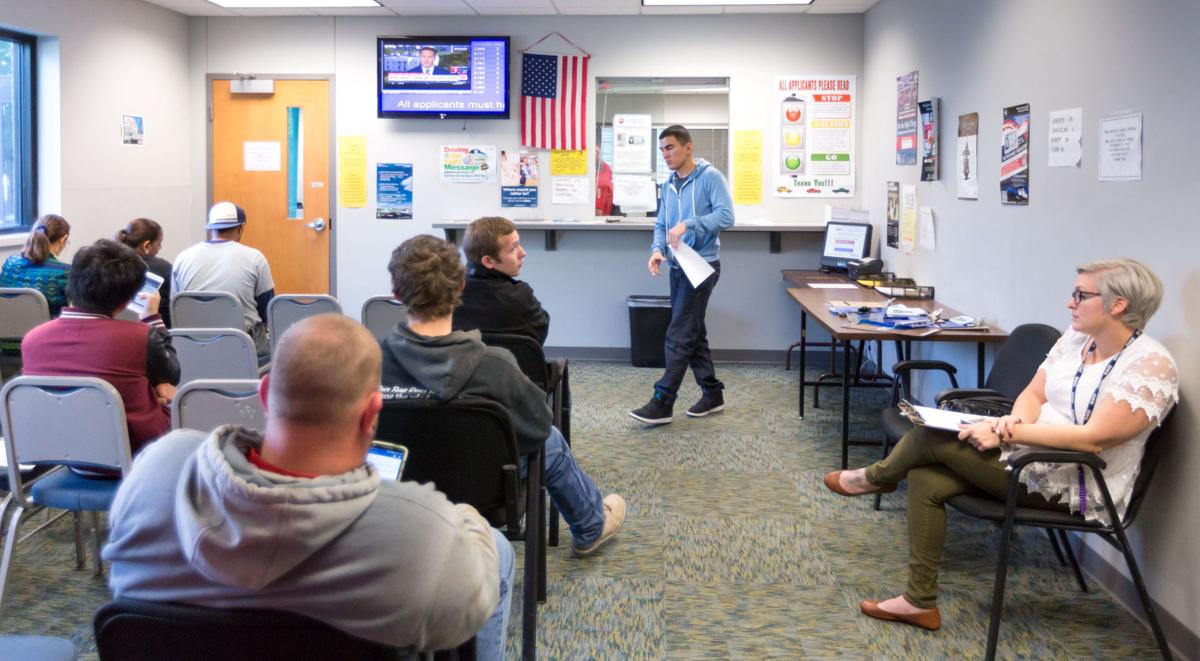 Image of the inside of a Sarpy County, NE DMV office.