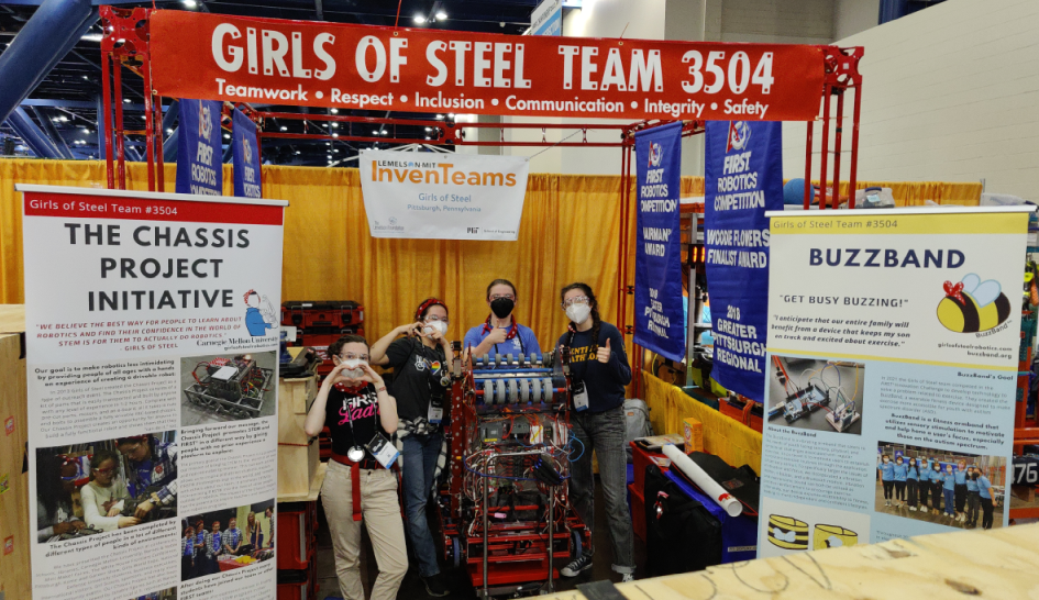 The Girls of Steel Robotics pit booth at the FIRST world championship